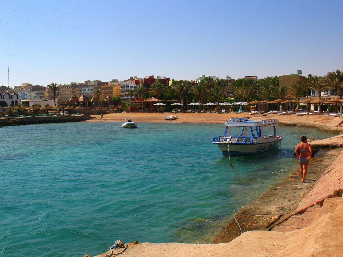 Turquoise water of the Red Sea at a beach in Hurghada